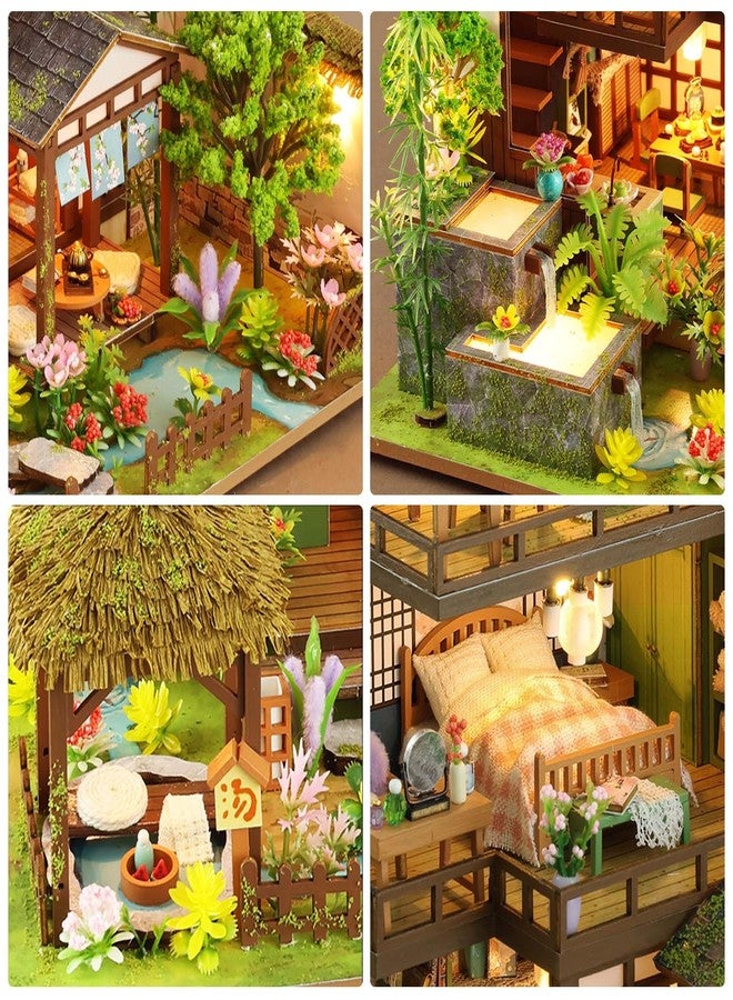 Foyucool Miniature House Kit, Tiny House Kit with Light, DIY Mini House Building Kits for Adults to Building, Unique Gift for Birthday Christmas, Bamboo Spring Courtyard - Image 3